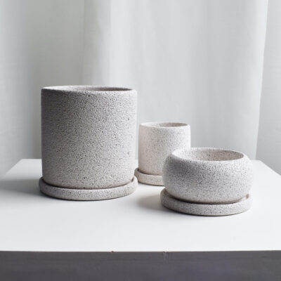 Mica Pots (with saucers, various designs & sizes available)