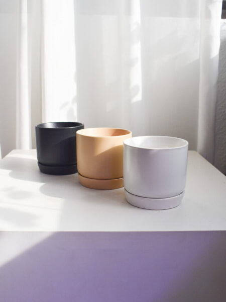 Ebony Pots with Saucers